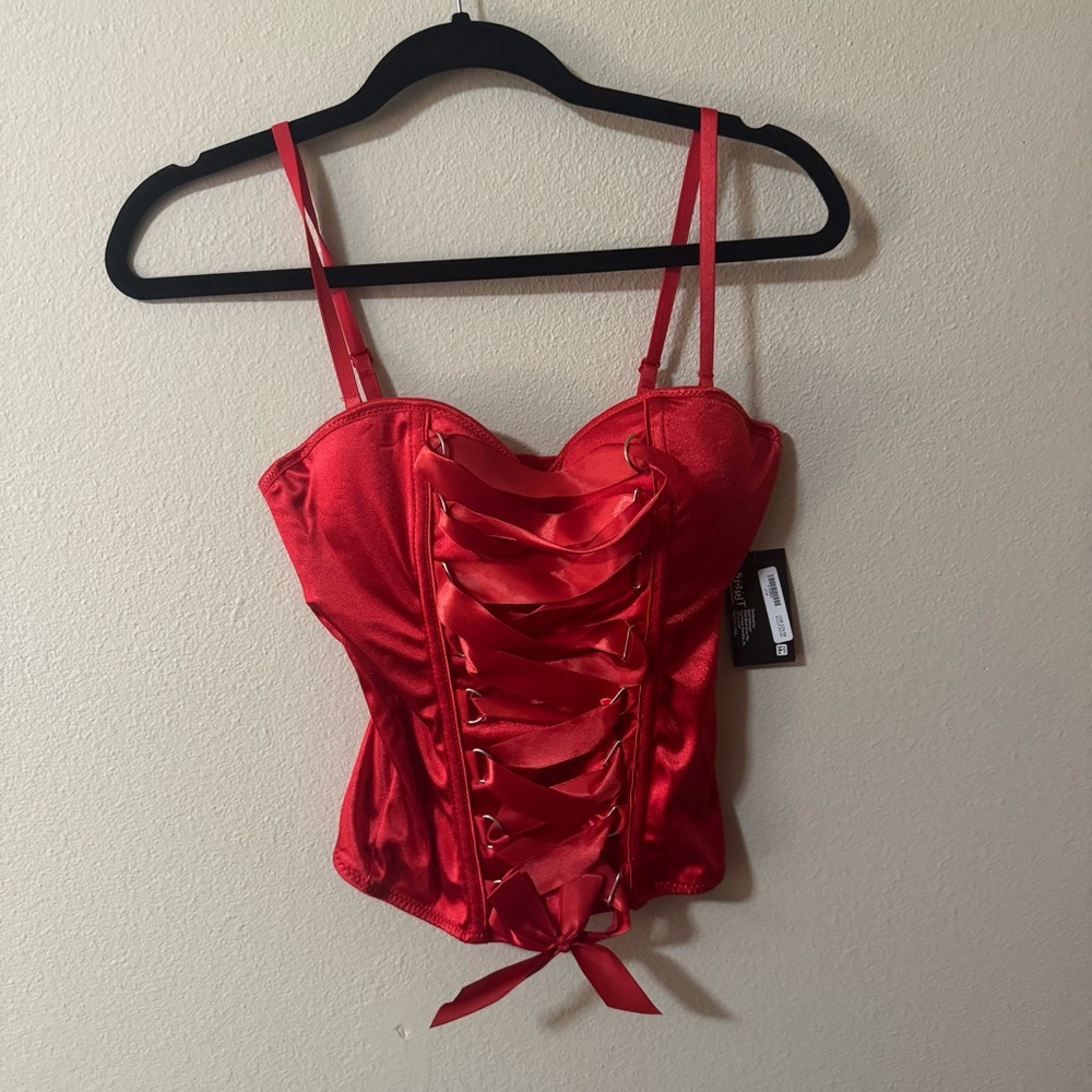 Spirit Red Satin Bra with Sweetheart Neckline
